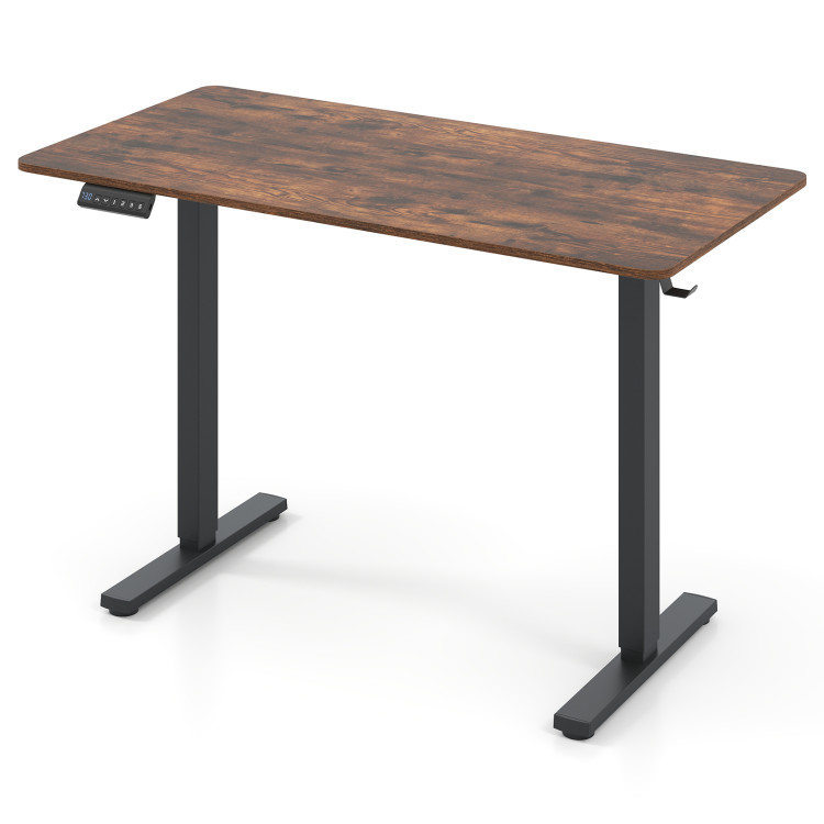Costway 48 by 24-inch ergonomic electric standing desk in rustic brown